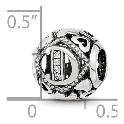 Sterling Silver CZ Letter D Bead – view 7