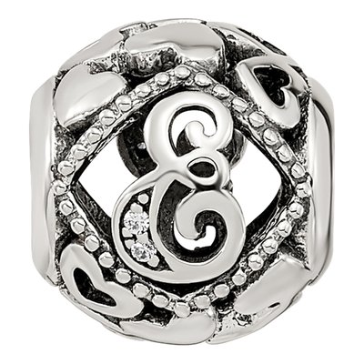 Sterling Silver CZ Letter E Bead – view 4