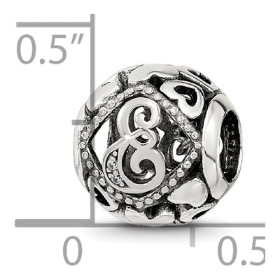 Sterling Silver CZ Letter E Bead – view 7