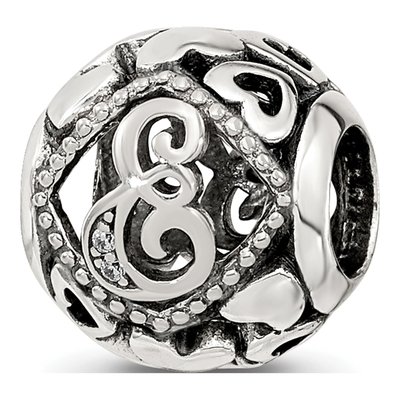 Sterling Silver CZ Letter E Bead