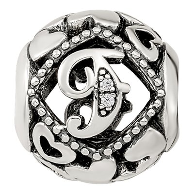 Sterling Silver CZ Letter F Bead – view 5
