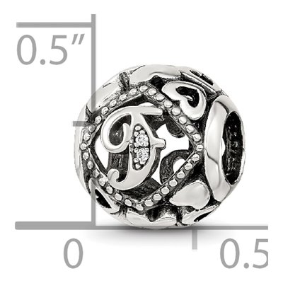 Sterling Silver CZ Letter F Bead – view 7