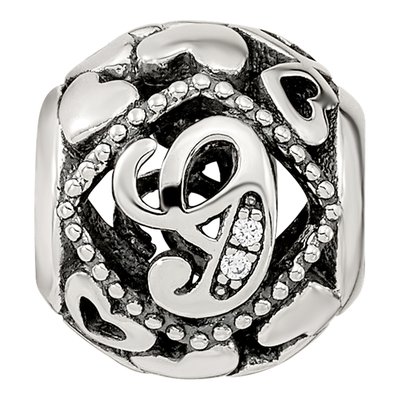 Sterling Silver CZ Letter G Bead – view 5