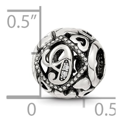 Sterling Silver CZ Letter G Bead – view 7