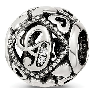 Sterling Silver CZ Letter G Bead