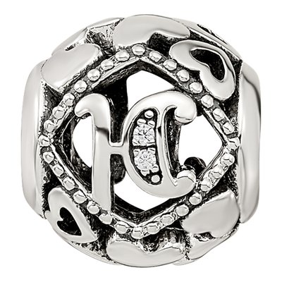 Sterling Silver CZ Letter H Bead – view 5