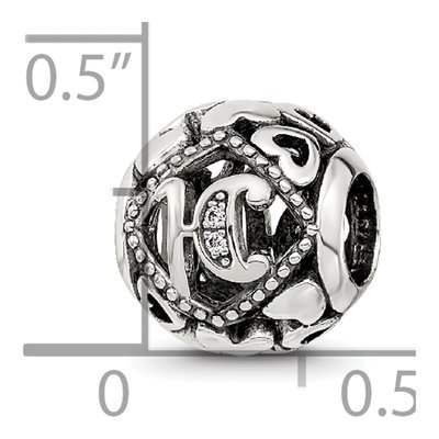 Sterling Silver CZ Letter H Bead – view 7