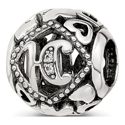 Sterling Silver CZ Letter H Bead