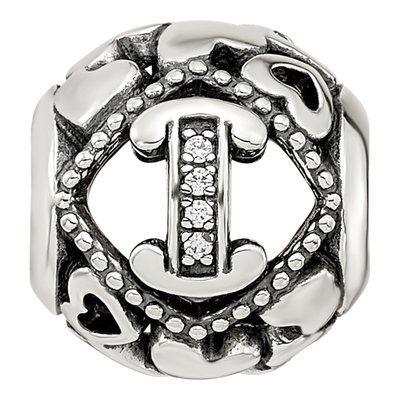 Sterling Silver CZ Letter I Bead – view 5