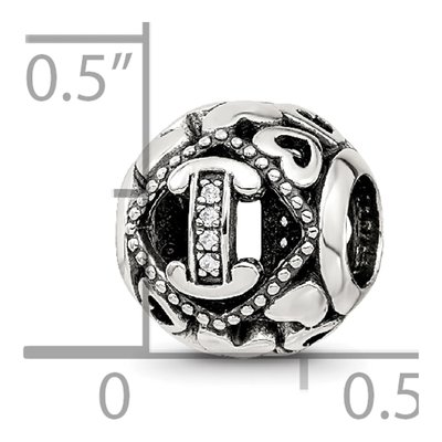 Sterling Silver CZ Letter I Bead – view 7