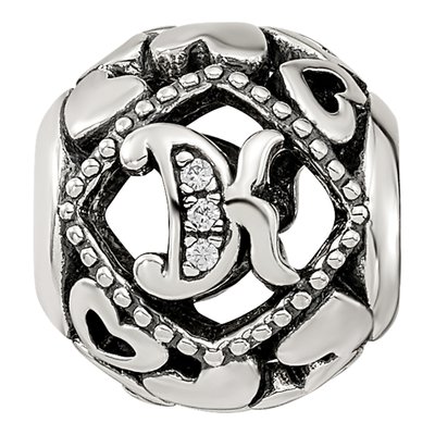 Sterling Silver CZ Letter K Bead – view 4