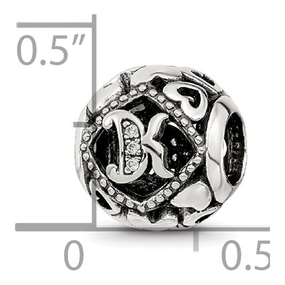 Sterling Silver CZ Letter K Bead – view 7