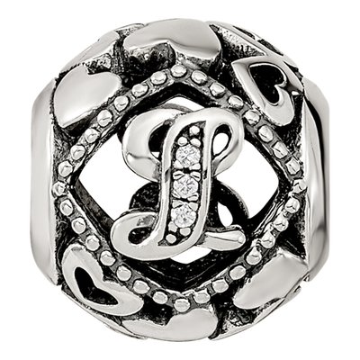Sterling Silver CZ Letter L Bead – view 5