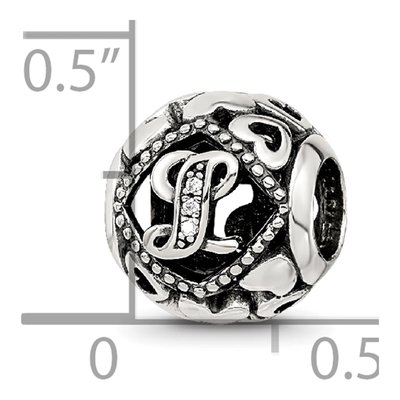 Sterling Silver CZ Letter L Bead – view 7