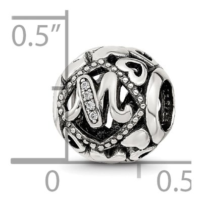 Sterling Silver CZ Letter M Bead – view 7