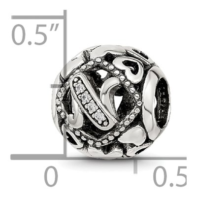 Sterling Silver CZ Letter N Bead – view 7