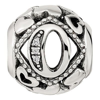 Sterling Silver CZ Letter O Bead – view 4