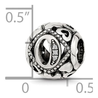 Sterling Silver CZ Letter O Bead – view 7