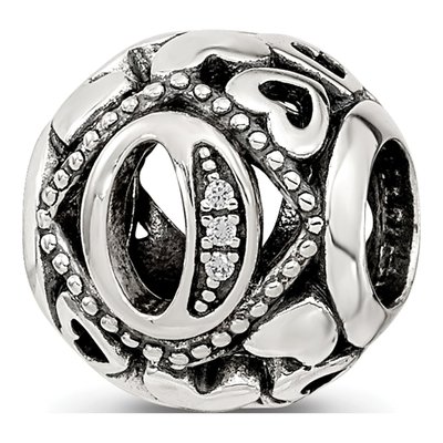 Sterling Silver CZ Letter O Bead