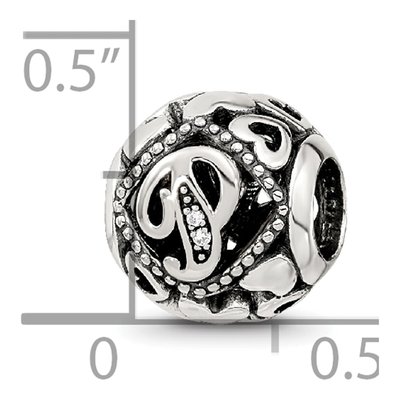 Sterling Silver CZ Letter P Bead – view 7