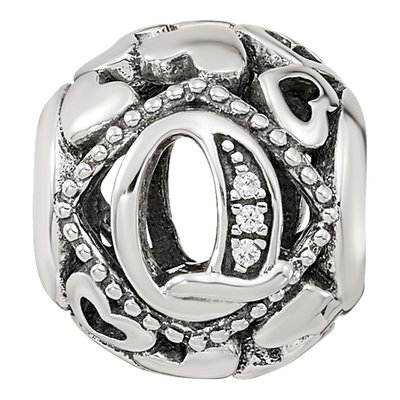 Sterling Silver CZ Letter Q Bead – view 4