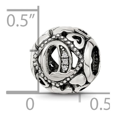 Sterling Silver CZ Letter Q Bead – view 7