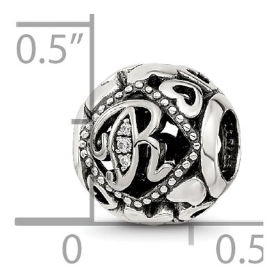 Sterling Silver CZ Letter R Bead – view 7