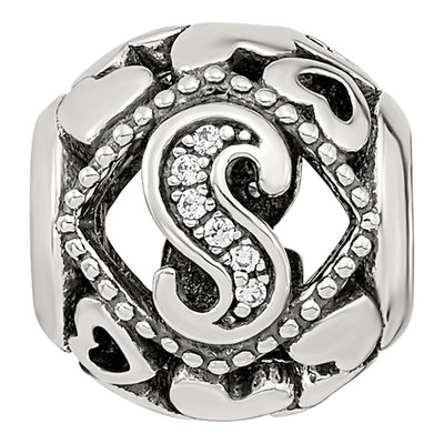 Sterling Silver CZ Letter S Bead – view 4