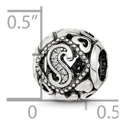 Sterling Silver CZ Letter S Bead – view 7