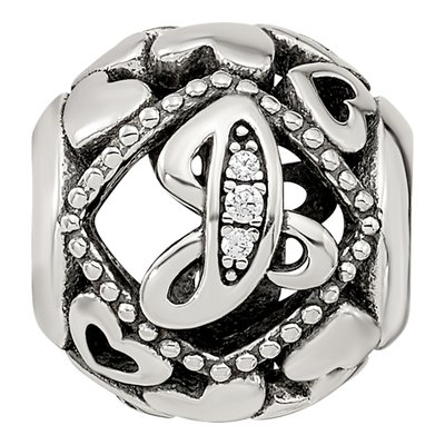 Sterling Silver CZ Letter J Bead – view 4