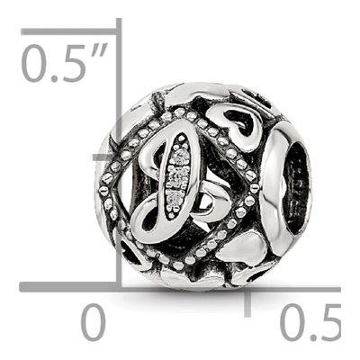 Sterling Silver CZ Letter J Bead – view 7