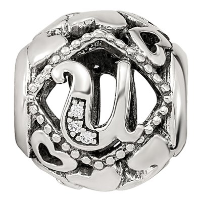 Sterling Silver CZ Letter U Bead – view 5
