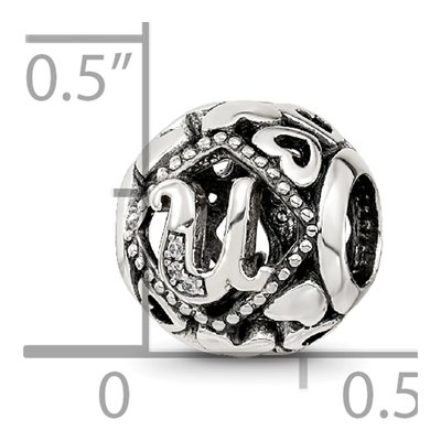 Sterling Silver CZ Letter U Bead – view 7
