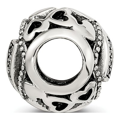 Sterling Silver CZ Letter V Bead – view 3