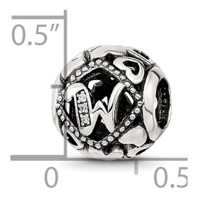 Sterling Silver CZ Letter W Bead – view 7