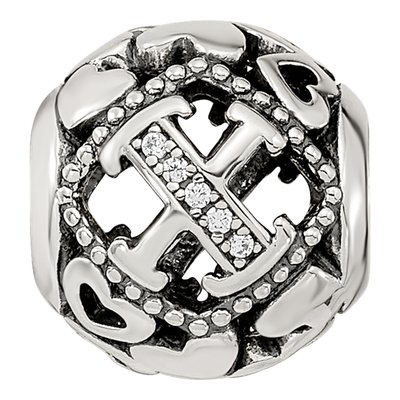 Sterling Silver CZ Letter X Bead – view 4