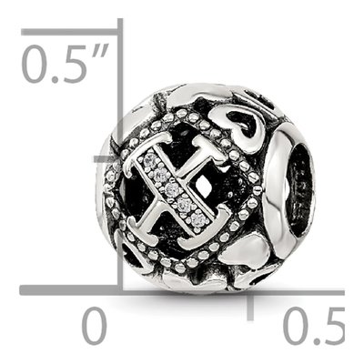 Sterling Silver CZ Letter X Bead – view 7