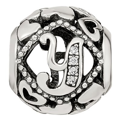 Sterling Silver CZ Letter Y Bead – view 5