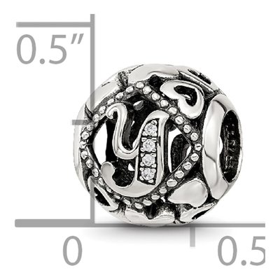 Sterling Silver CZ Letter Y Bead – view 7