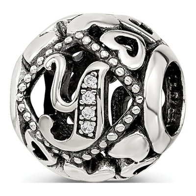 Sterling Silver CZ Letter Y Bead