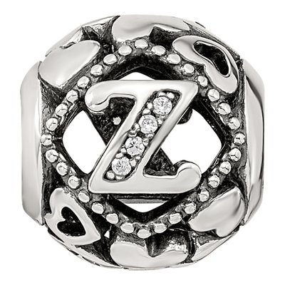 Sterling Silver CZ Letter Z Reflections Bead – view 4