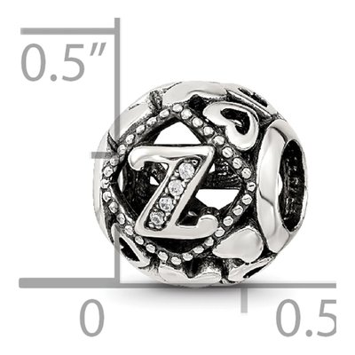 Sterling Silver CZ Letter Z Reflections Bead – view 7