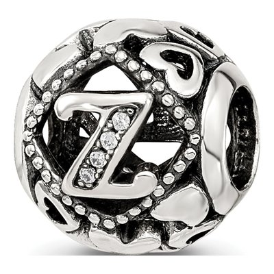 Sterling Silver CZ Letter Z Reflections Bead