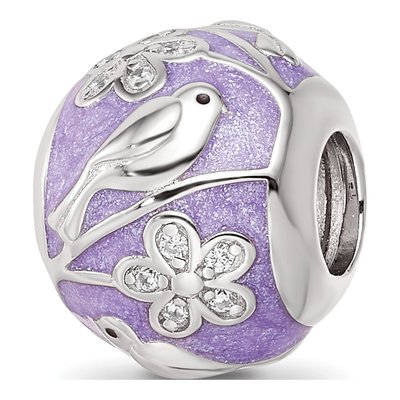 Sterling Silver CZ Spring Enamel Bead
