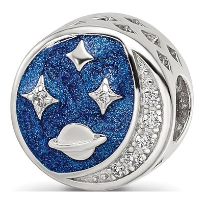 Sterling Silver CZ Night Bead