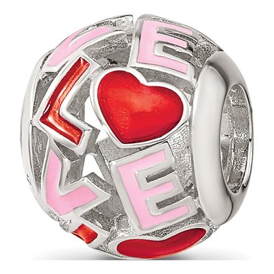 Sterling Silver Enameled Love Bead
