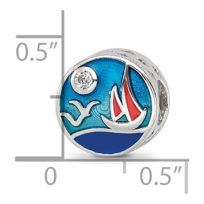 Sterling Silver CZ Ocean Scene Bead – view 6