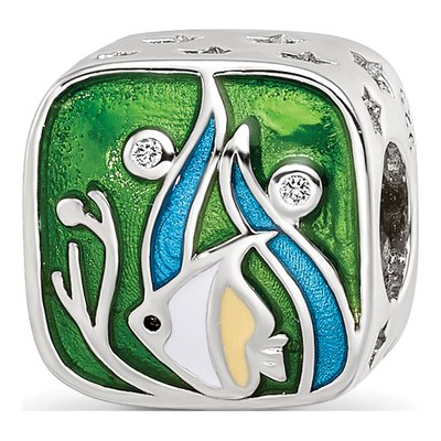 Sterling Silver CZ Enamel Sea Life Bead