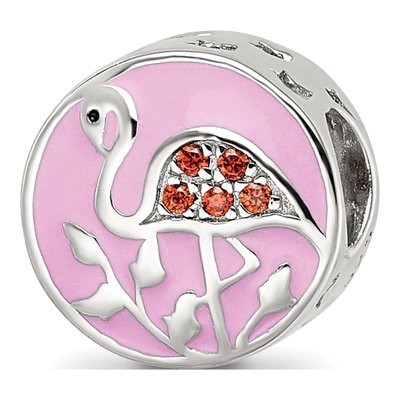 Sterling Silver CZ Flamingo Bead