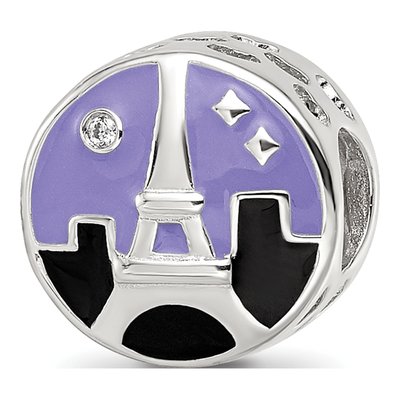 Sterling Silver CZ Eiffel Tower Bead